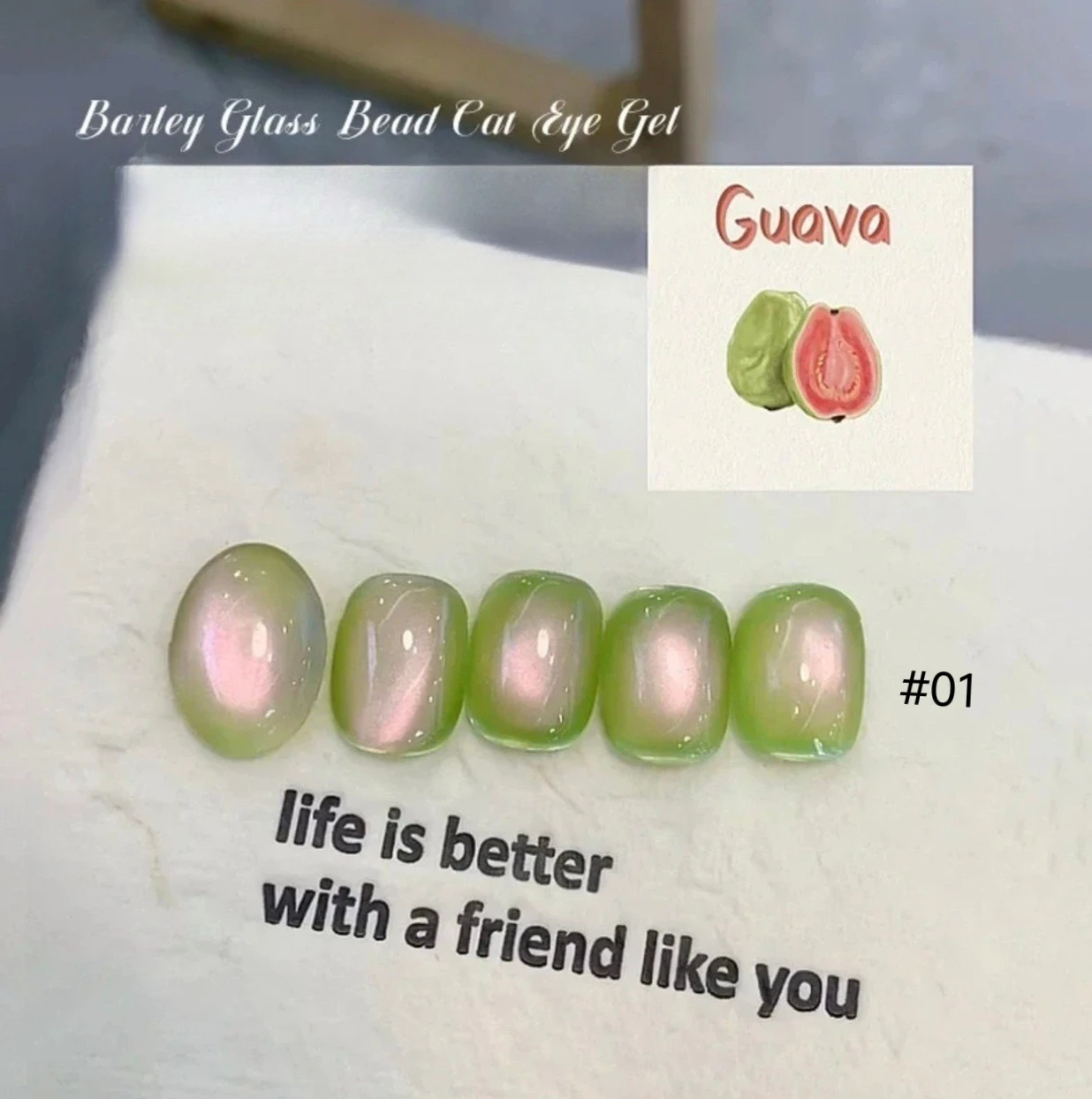 

15ml Guava Pink Light Cat Magnetic Nail Gel Polish Sparkling Green Glass Bead Soak Off UV Gel Nail Art Varnish Salon Home DIY