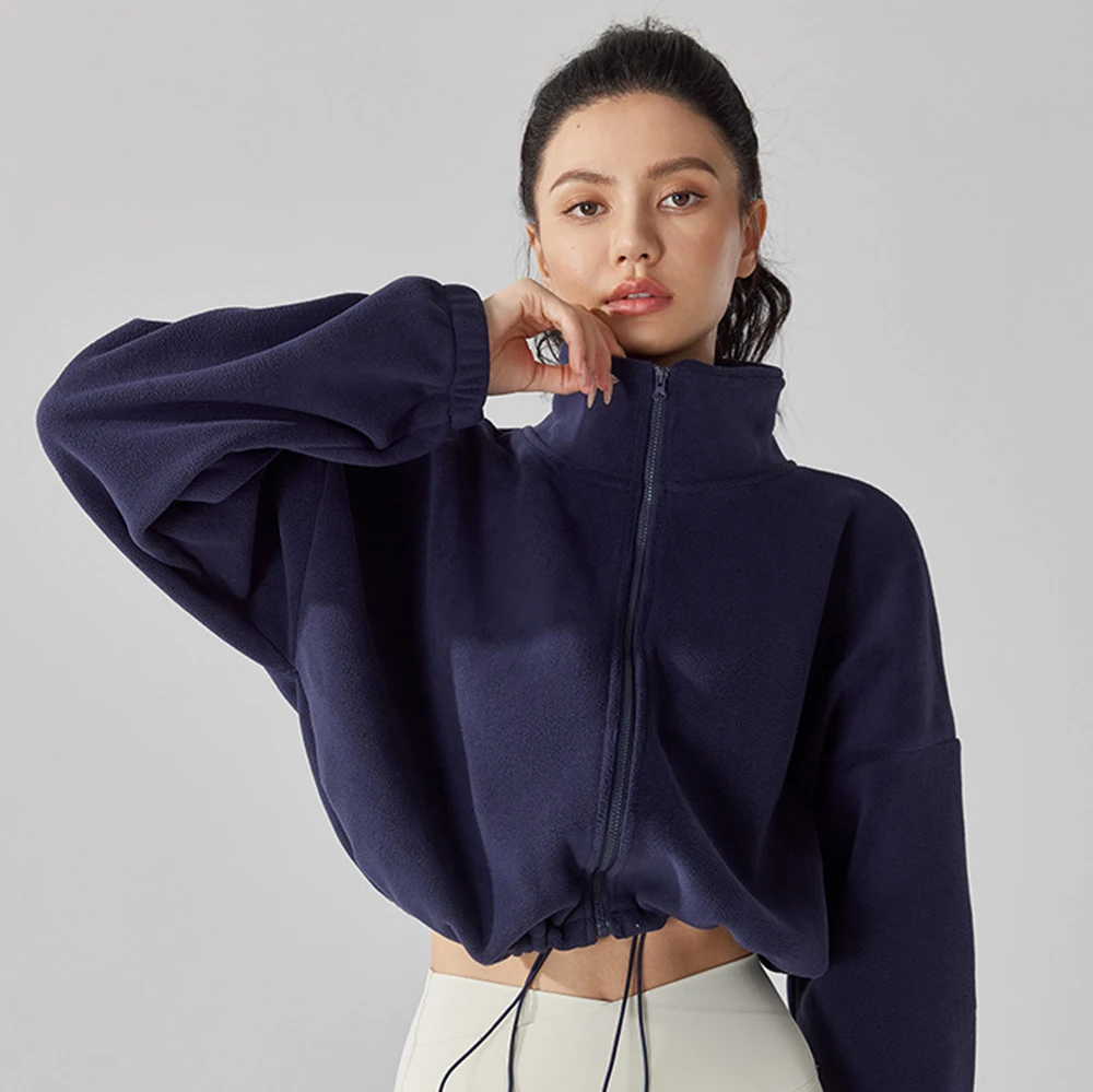 

Женская флисовая куртка из шерпа, толстая теплая зимняя толстовка с воротником-стойкой, спортивное пальто на открытом воздухе и повседневное пальто на молнии