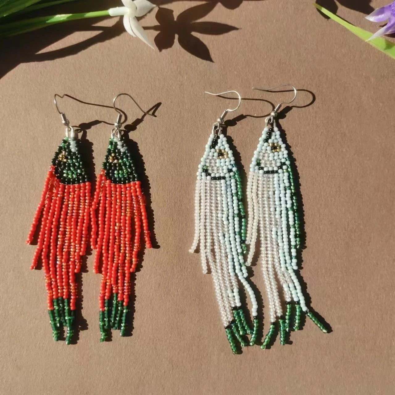 Rice bead earrings Tassel Fish Originality Design Hand knitting Bohemia Alloy Fashion Simple Beaded earrings