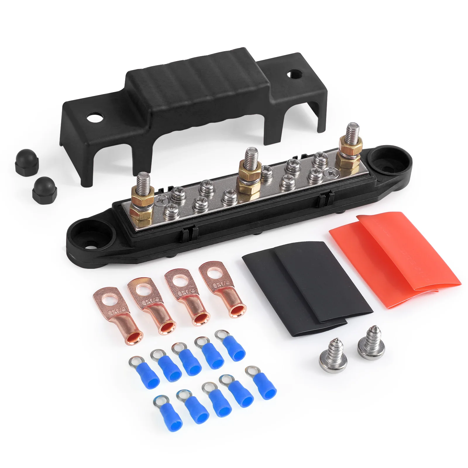 Hochleistungs-Stromverteilerblock 150A 12V-48V mit 10 Anschlussklemmen, Batterie-1/4-Zoll-Steckbolzen-Sammelschiene für Wohnmobil, Auto, Boot, Solarverkabelung – Detail 1