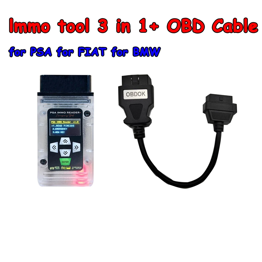 For PSA Immo Reader Emergency Start 3 in 1 with OBD Cable for PSA for FIAT for BMW All Keys Lost Diagnostic and Programming Tool