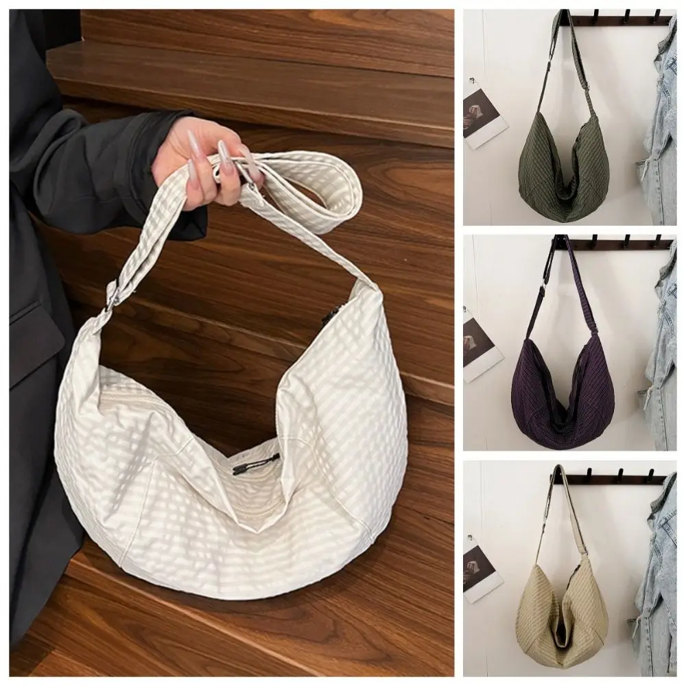 

Zipper Korean Style Nylon Dumpling Bag Commuting Large Capacity Single Shoulder Bag Handbag Casual Hobos Crossbody Bag Shopping
