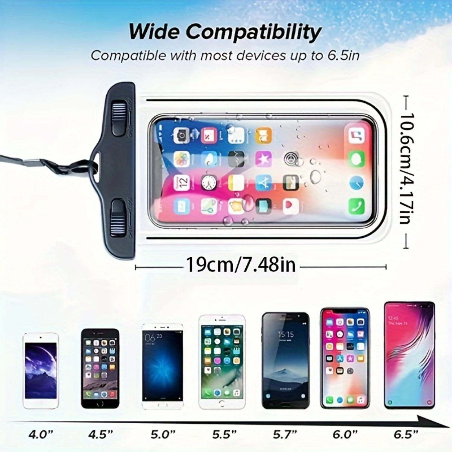 حقيبة هاتف محمول مقاومة للماء قطعة واحدة/2 قطعة - حافظة عالمية تحت الماء تحت الماء للسباحة والغوص وركوب الأمواج - حقيبة جافة آمنة