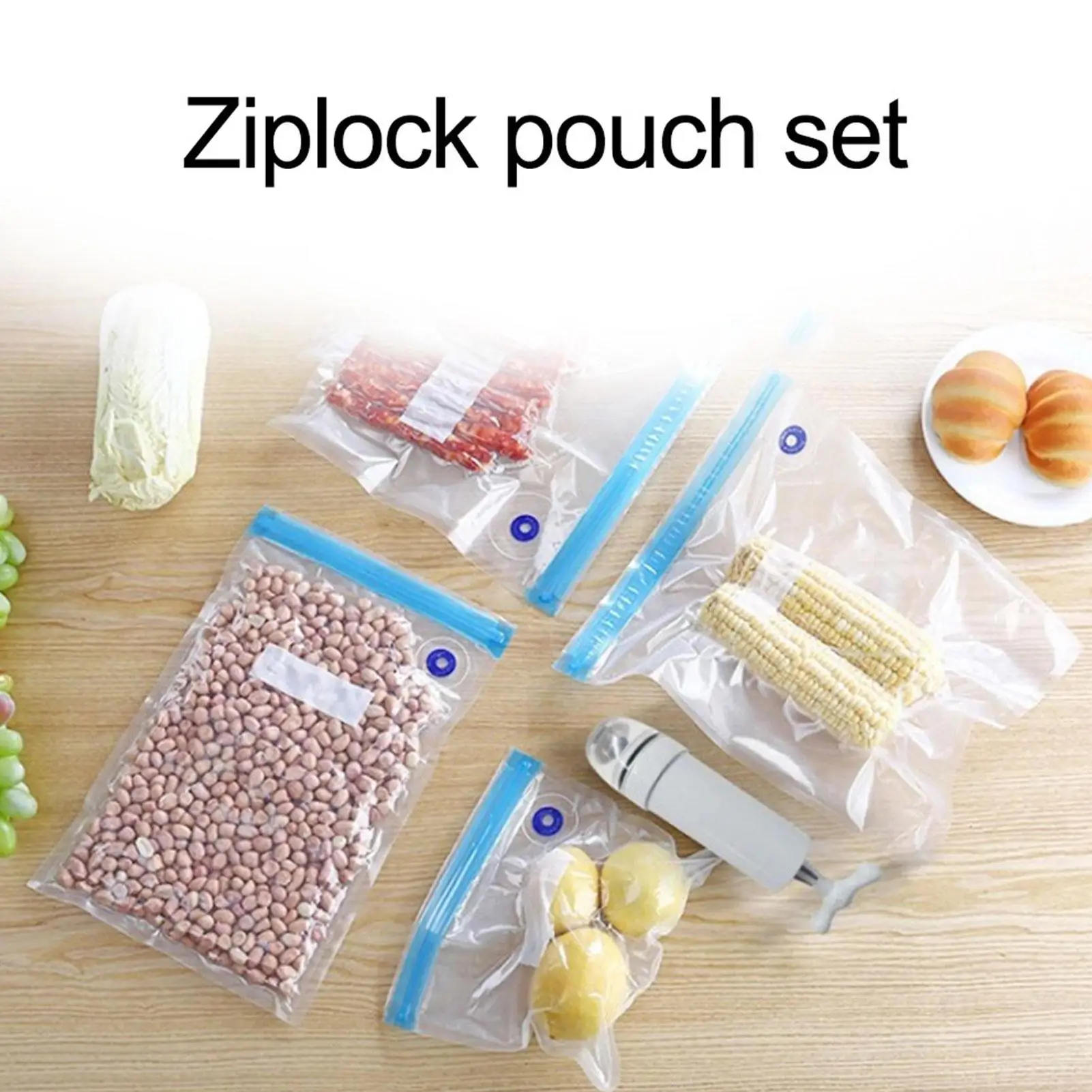 Bolsas de sellado al vacío para alimentos, Kit de bolsas de almacenamiento de alimentos reutilizables, accesorios de cocina