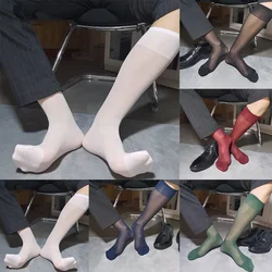 Sexy Men's Ultra-Thin Calf Business Socks Summer Ultra-Thin Transparent Sheer Formal Dress Tube Middle Soft Socks Male Stockings