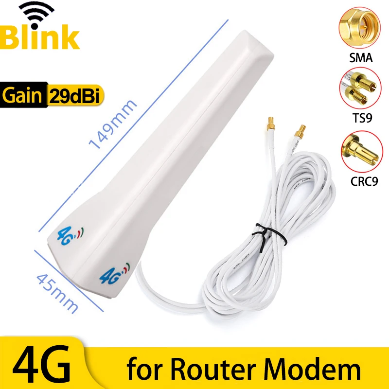 29dBi 4G LTE High Gain WiFi Antenna Mobile Phone Signal Booster Long Range Cellular Network Amplifier TS9 CRC9 SMA for Router