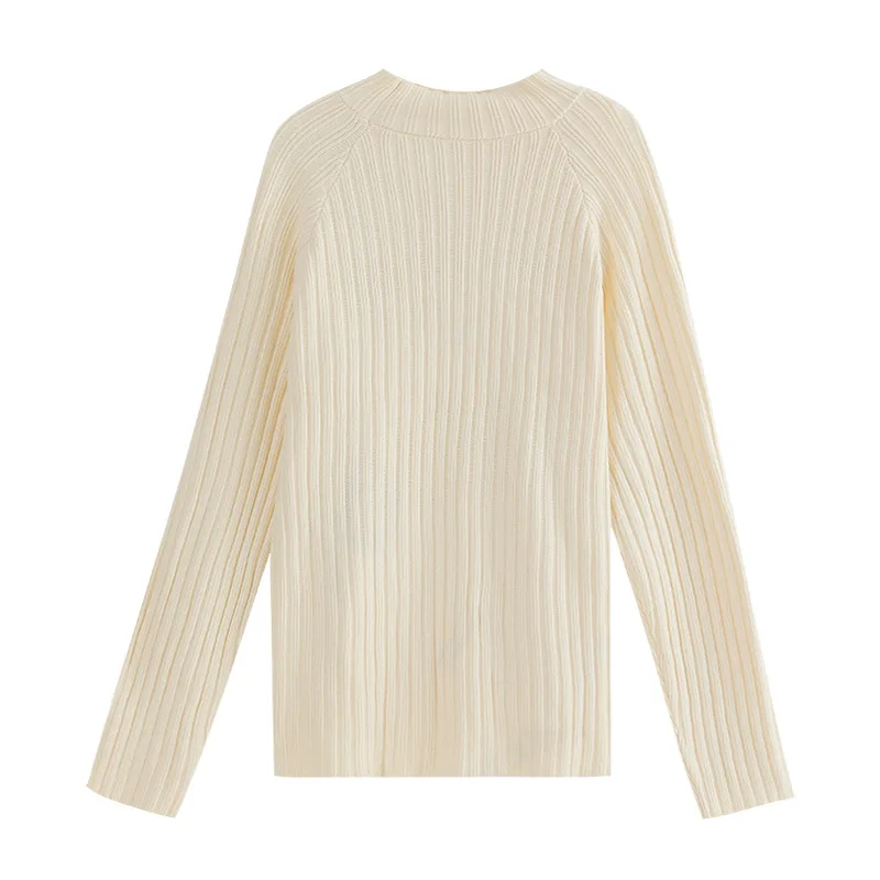 Fake Collar Sweater Women'S Korean Loose Backing Inner With Fleece Lining Thickened Versatile Knitted Sweater Long-Sleeved Top