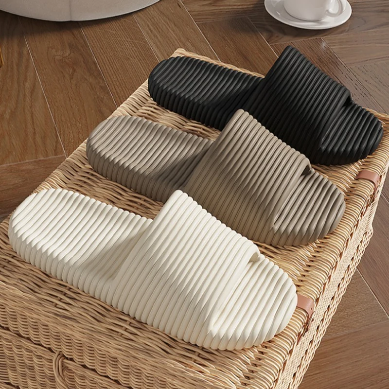 Women Men EVA Platform Slippers Minimalist Soft Cushion Slides stripe Anti Slip Home Bathroom Outdoor Summer cloud beach Shoes