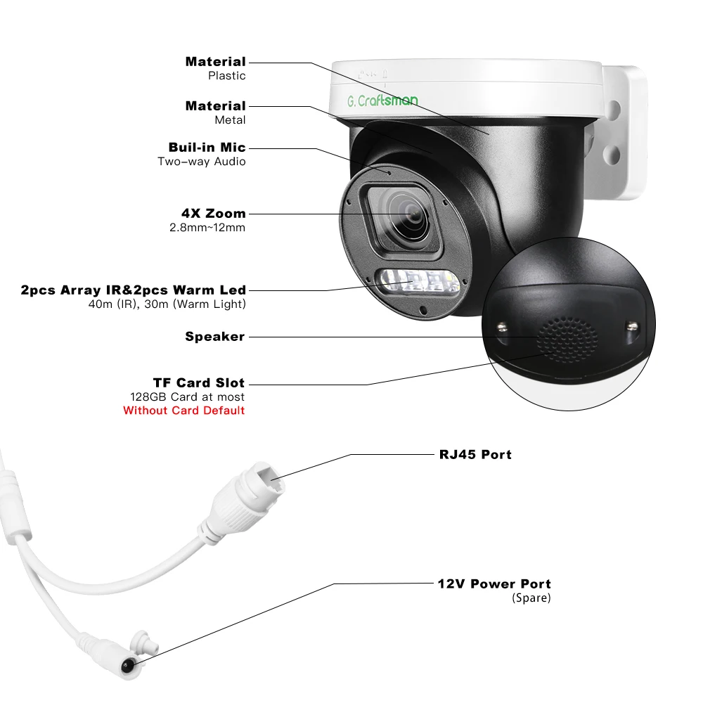 XMEYE-cámara IP POE con Zoom óptico 4X, Sensor Sony, doble fuente de luz, visión nocturna y Audio Dual, vigilancia de seguridad CCTV