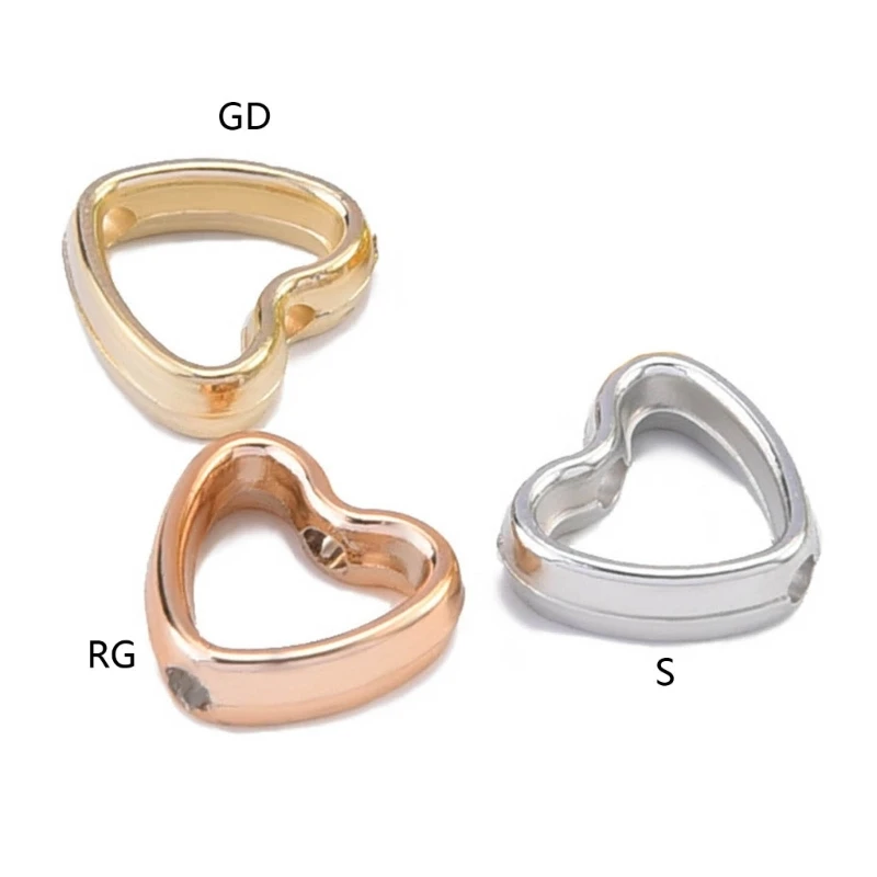 ZB91 50 Pack Unique Heart Shaped Spacer Beads CCB Material Hollow Love Pendant Spacer Connectors DIY Jewelry Supplies for DIY