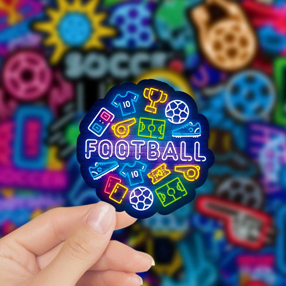 10/30/50pcs Cute Neon Style Football Stickers Soccer Game Cartoon Decals DIY Phone Laptop Luggage Skateboard Bike Graffiti Toys