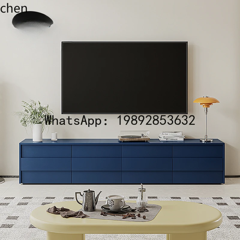 modern simple cream style living room wall drawer floor cabinet minimalist coffee table combination