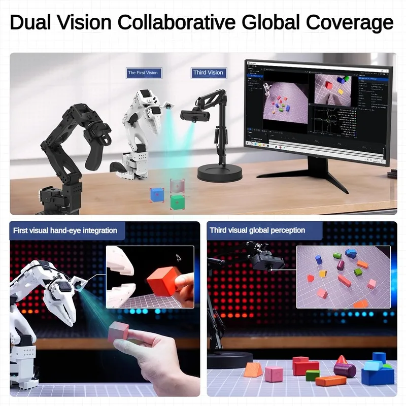Assembled SO-ARM101 Open Source 6 Axis Robotic Arm Low-Cost LeRobot Embodied AI Vision Recognition SO101 Programmable Robot Kit