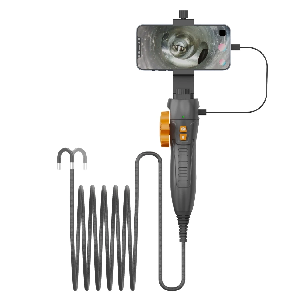 TW 210° Two-way Usb Articulating Borescope, 6mm IP67 Waterproof LED Lighting Industrial Endoscope,videoscope for iPhone Android