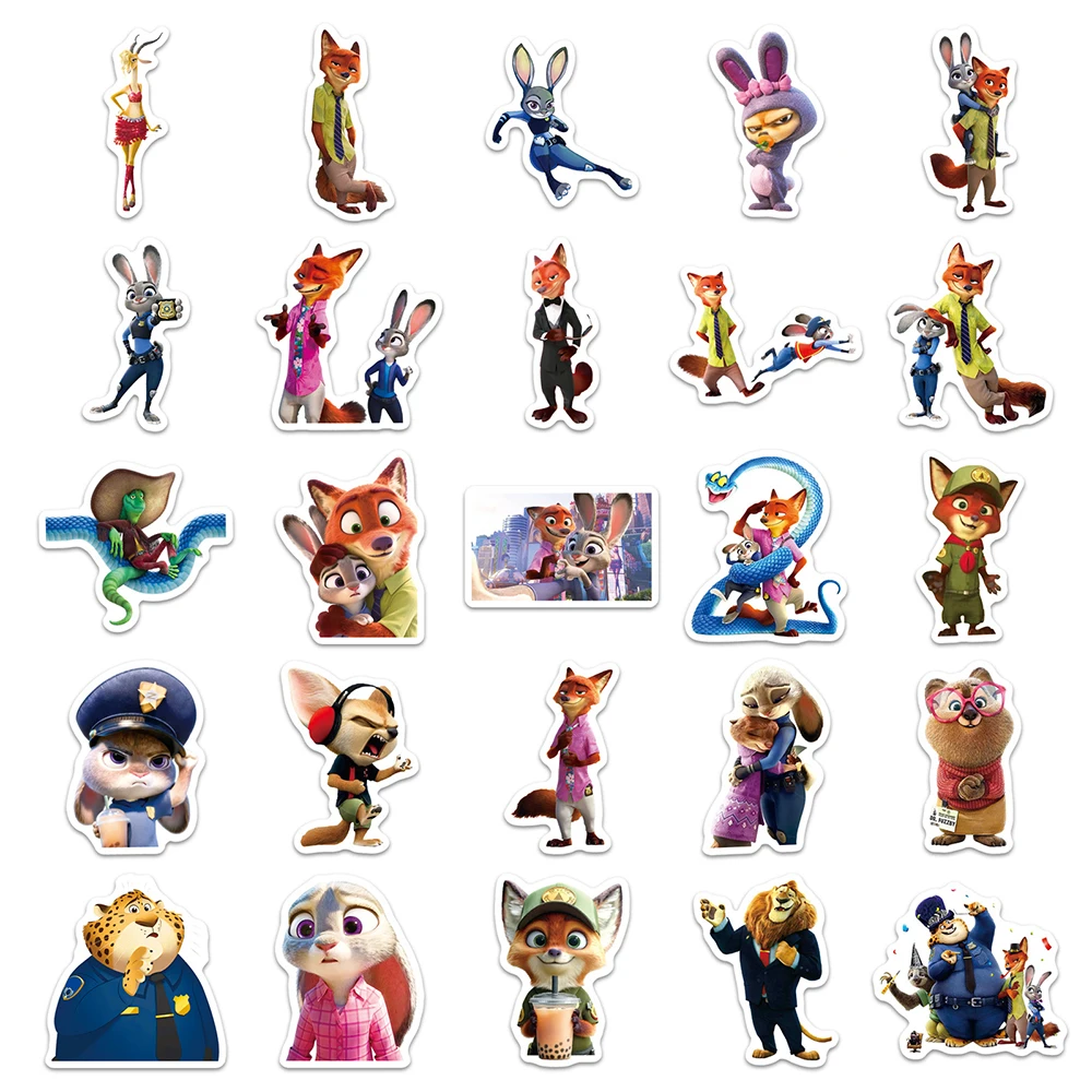 10/30/50 stuks Disney Zootopia 2 Anime Judy Nick Stickers Leuke Cartoon Dier Vos Konijn Slang Sticker bagage Notebook Telefoon Decal