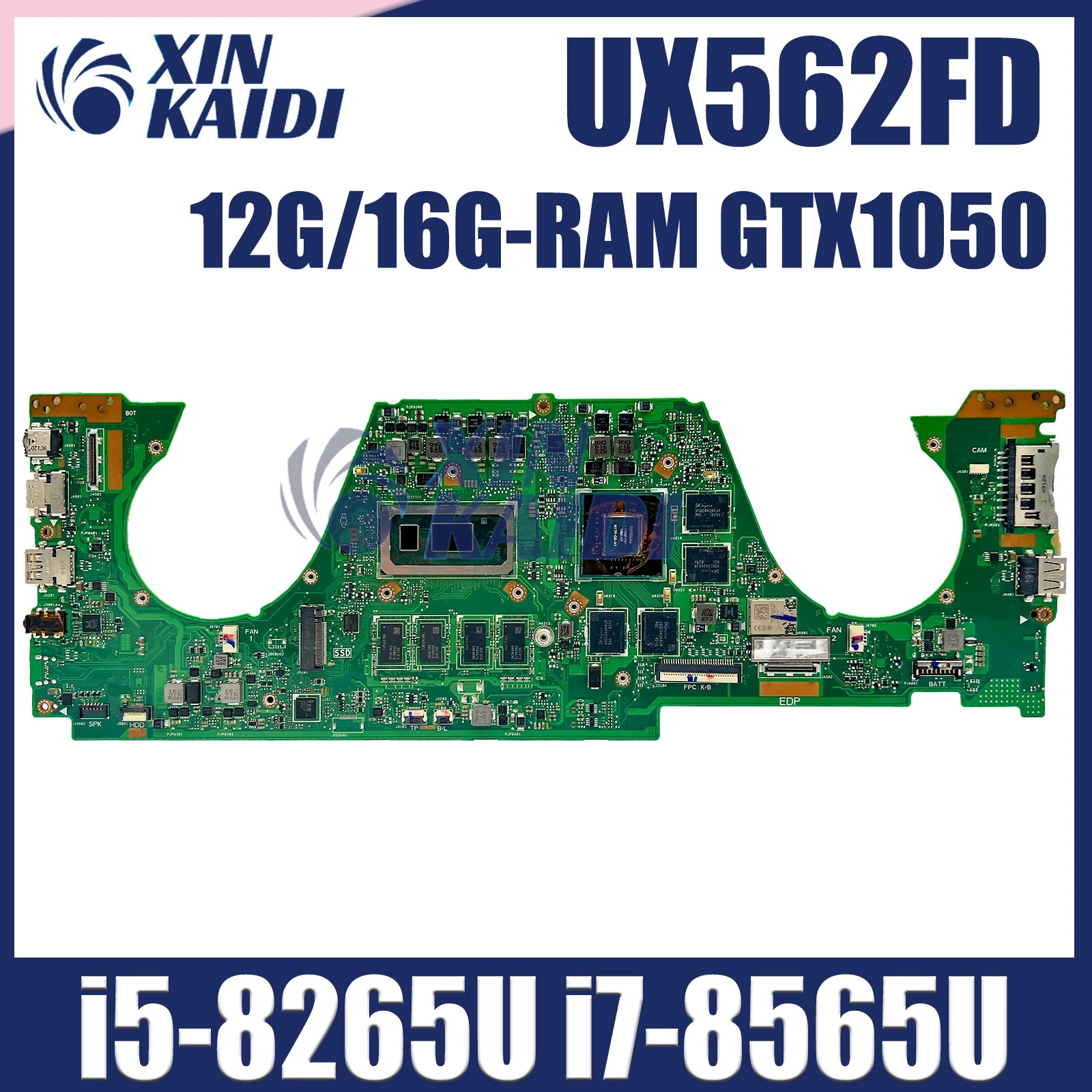 

UX562FD MAINboard For ASUS Zenbook UX562 UX562F UX562FD Q536FD Laptop Motherboard i5-8265U i7-8565U 12G/16G-RAM GTX1050-V2G