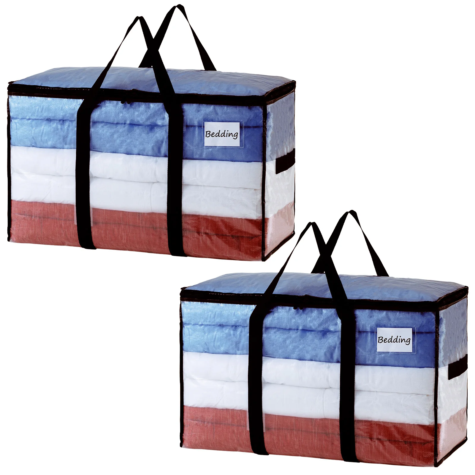 

TAILI 2pcs Clear Heavy Duty Totes For Storage with Visible Window, Extra Large Moving Bags Storage Bags for Winter Coats Blanket