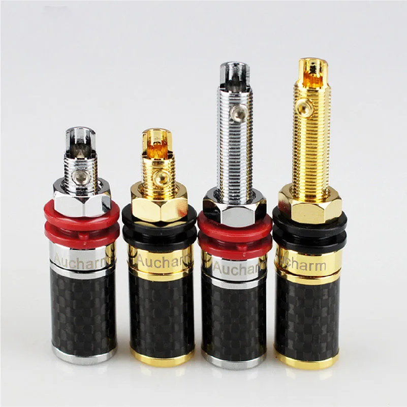 

1Pair 4N Copper Carbon Fber Couple Terminals Red Black Connector HiFi Amplifier Terminal Binding Post Speaker