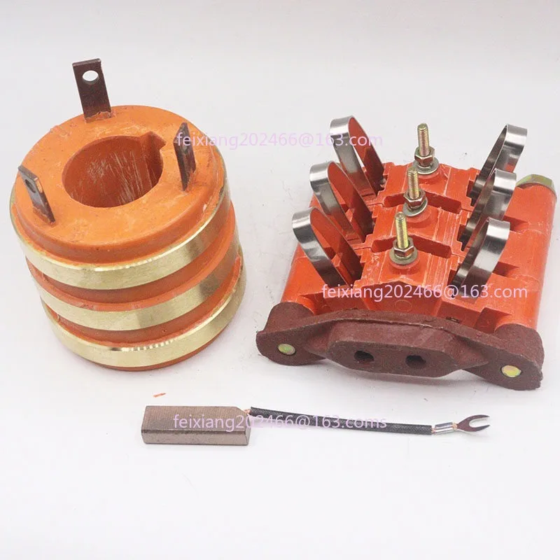 Conductive Slip Ring Collector Ring 3 way Inner Diameter 35 40 45 Outer Diameter 78 High 71 Carbon Brush Holder Key 10