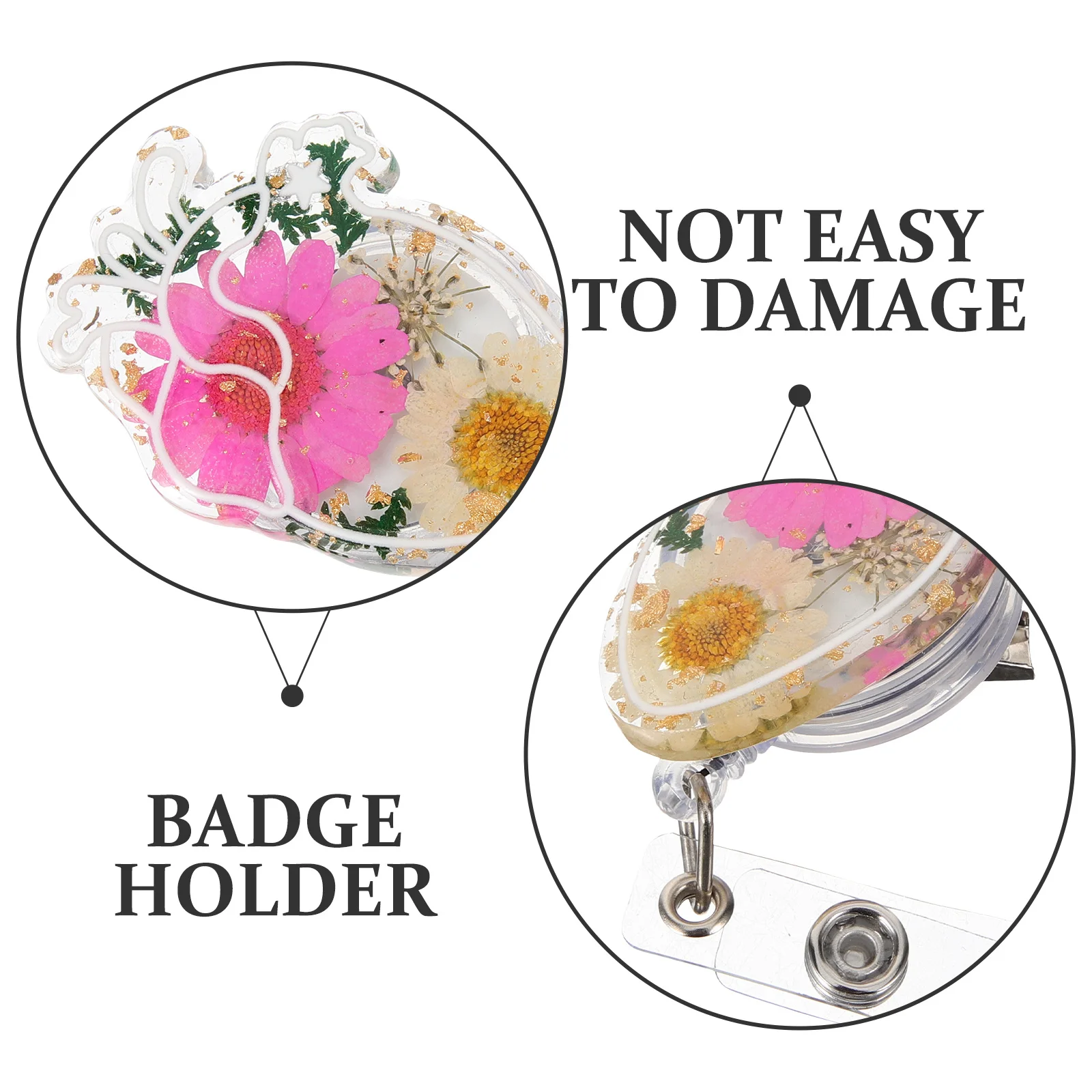 

Multi-Function Retractable Badge Holder Acrylic Metal Badge Reel Secure Clip for Nurse Teacher Work Id Card Holder