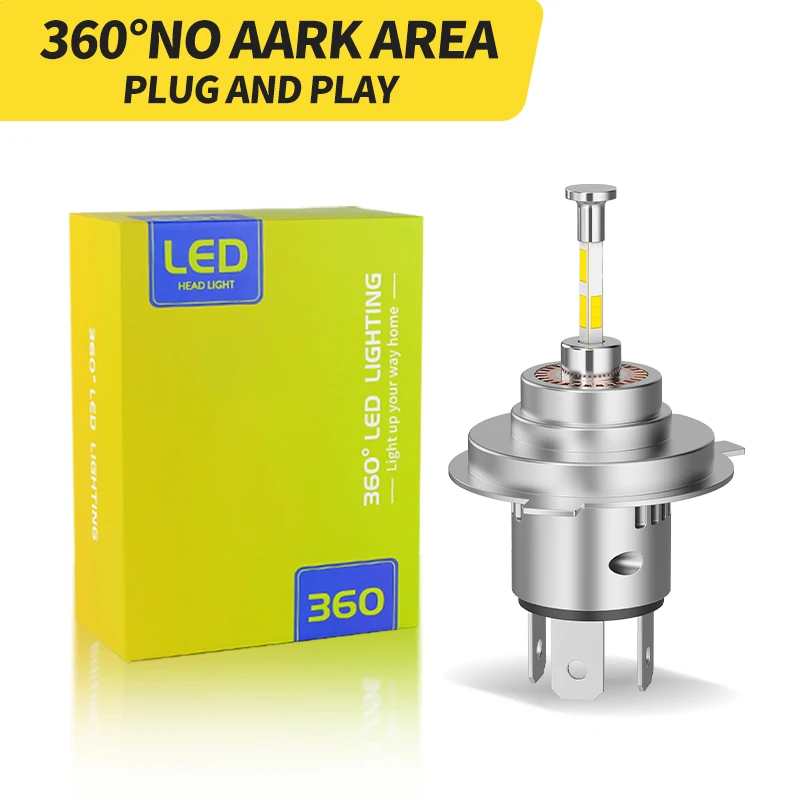 

1PC/2PCS White 12V H7 LED Headlight 30000LM H4 9003 HB2 Hi/Lo Beam Bulb 360 4-Sided Turbo LED HeadLamp Car Driving Lamp with Fan