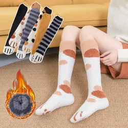 Chaussettes sulfà Rayures en Forme de Patte de Chat pour Femme, Accessoire Chaud pour DorPanier au Sol, avec Doigts d'Animaux de Dessin Animé, pour l'Hiver