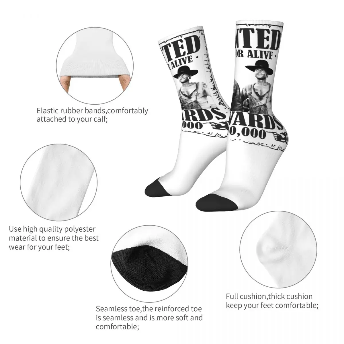 Retro Bud Spencer Terence Hill Wanted Lo Chimavano Trinity Epic Movie Soccer Socks Polyester Long Socks for Women Men Non-slip