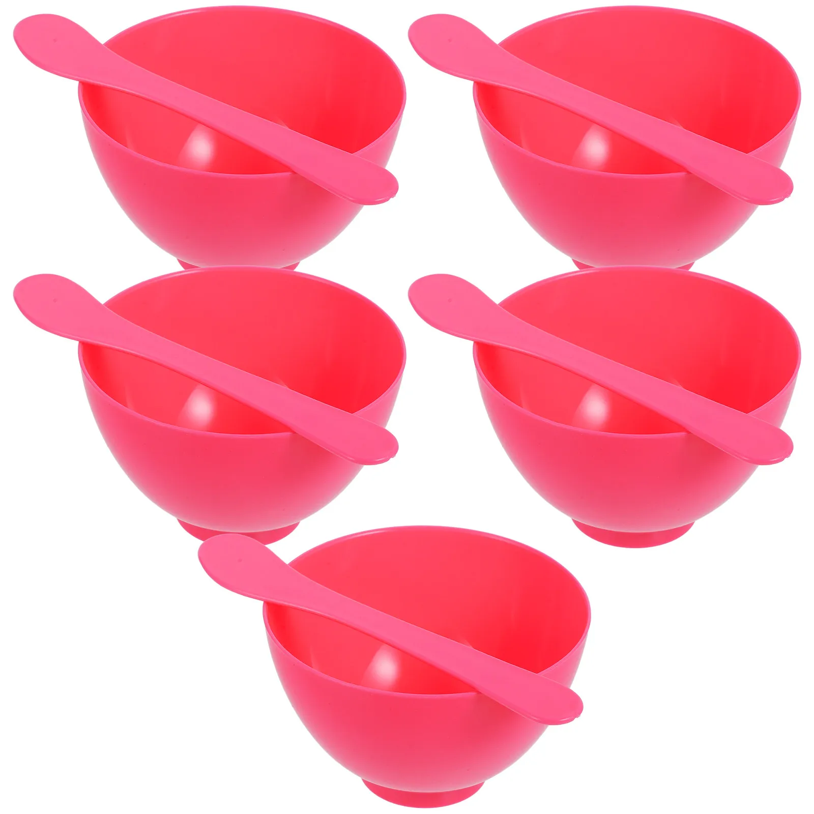 5Sets Plastic Mask Mixing Bowl Set Portable Flexible PP DIY Face Mask Bowl with Applicator for Women Beauty Spa Routine