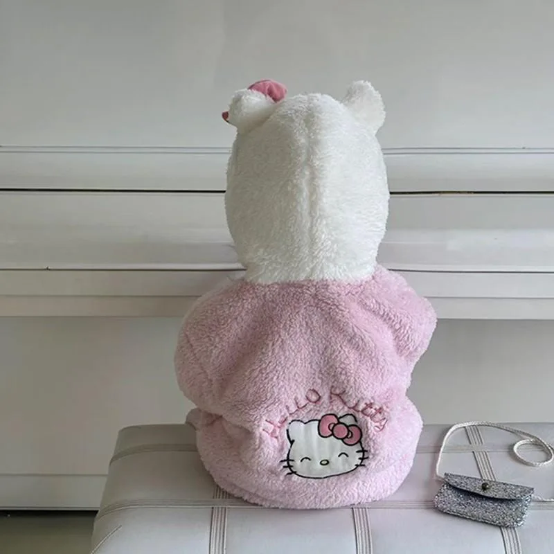 

Зимний флисовый и утолщенный теплый повседневный комплект домашней одежды в стиле аниме Hello Kitty для девочек, милый и модный пижамный комплект с героями мультфильмов для малышей