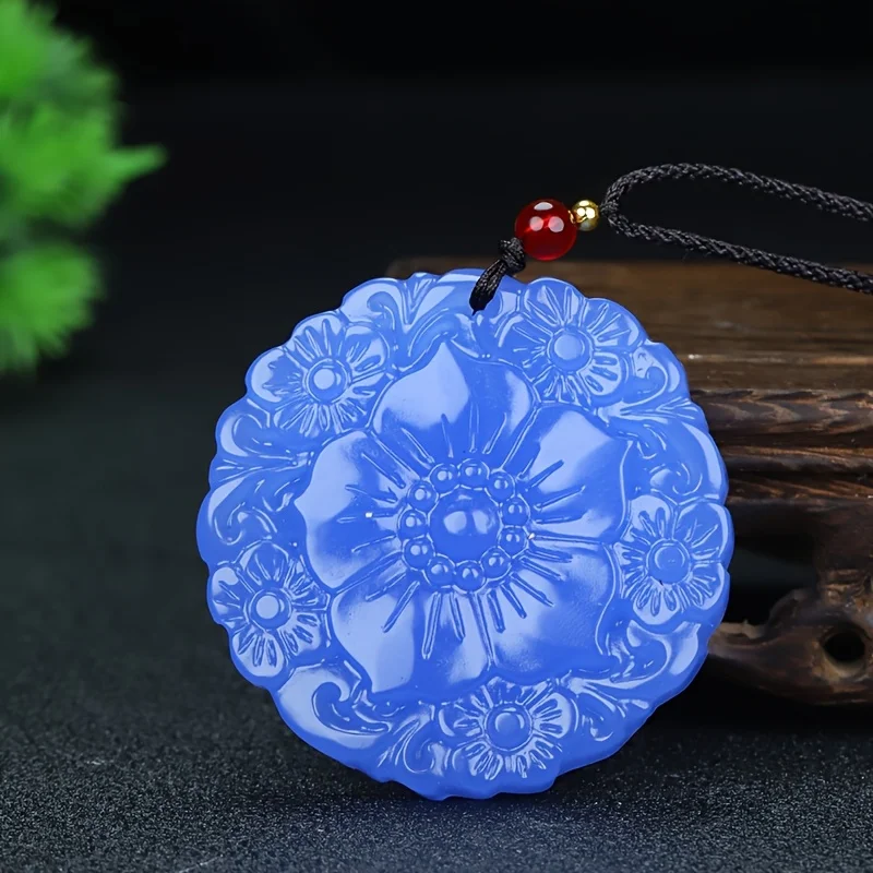 

Ожерелье натурального цвета с подвеской в виде пиона и сороки - синие цветочные украшения нейтрального оттенка для повседневной носки