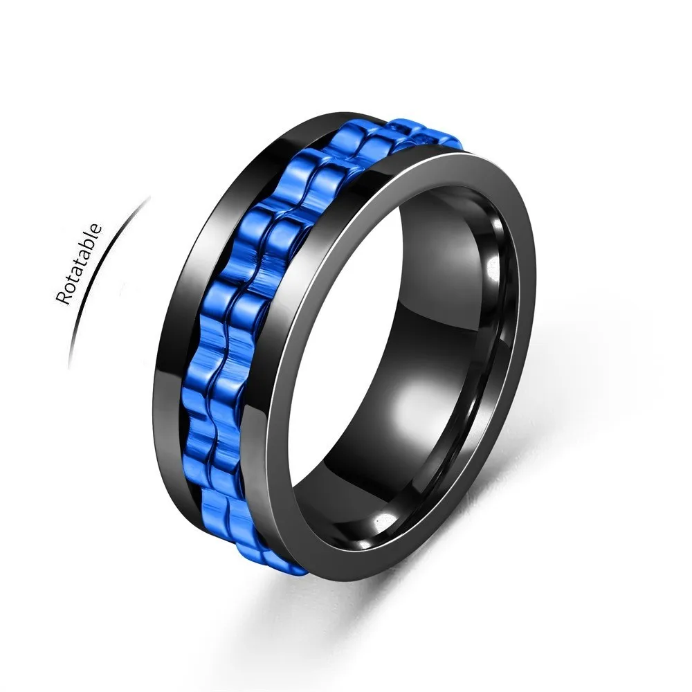 Anti Stress Edelstahl Ring Für Männer Getriebe Kette Rotierenden Angst Relief Spinning Zappeln Ringe Punk Schmuck Bague Homme