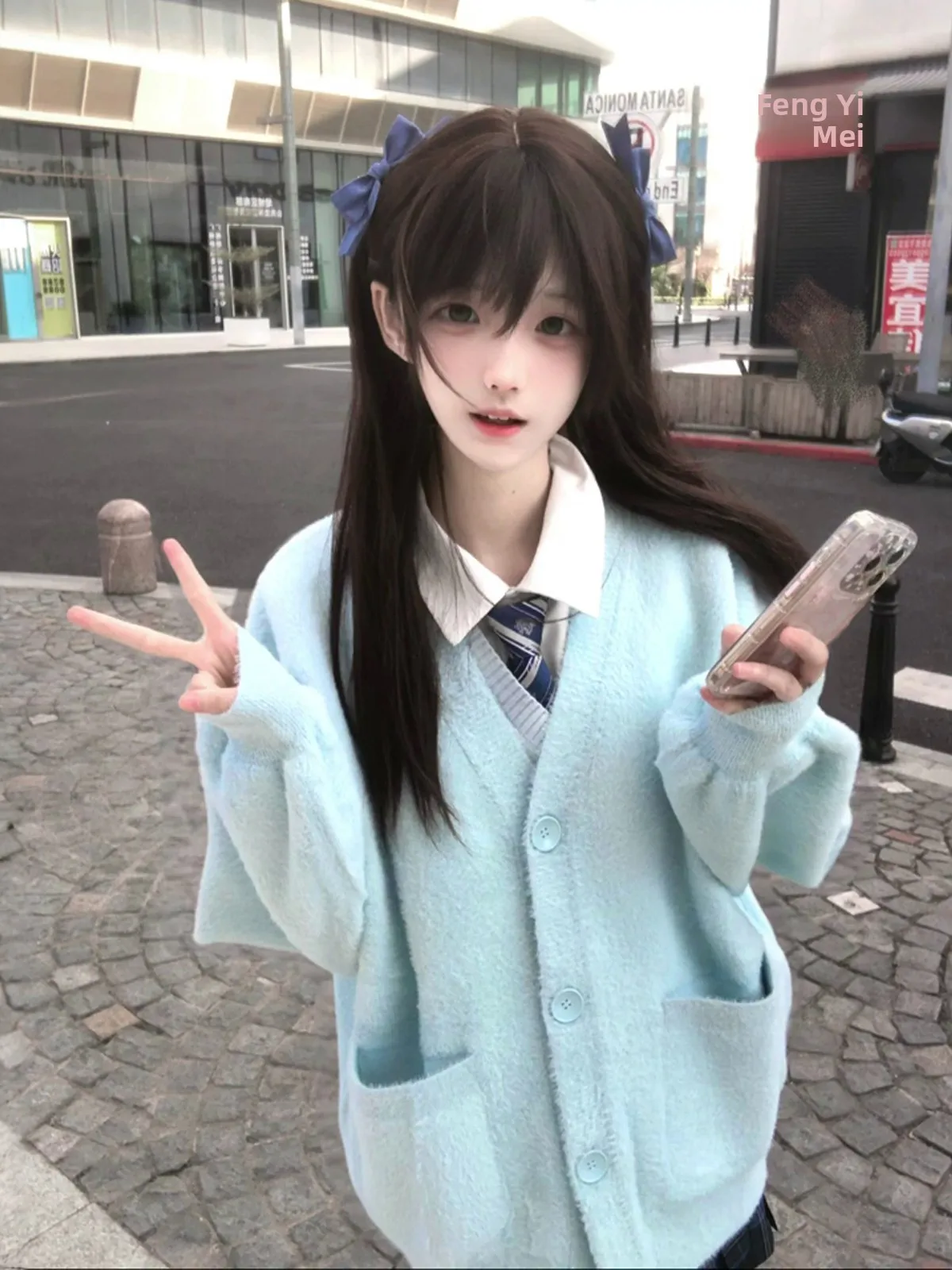 

Thickened Candy Knitted Sweater Soft Cute Style Lazy Style Furry Cardigan Jacket School Uniform Top for Autumn Winter