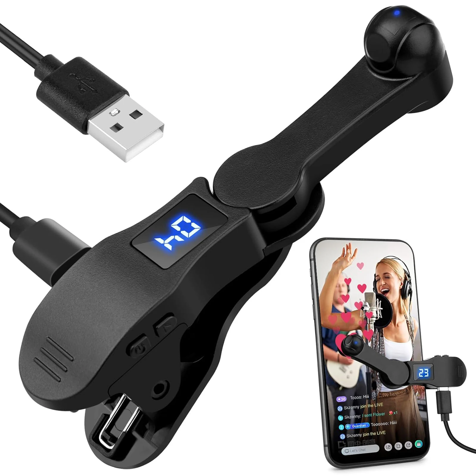 Digital Auto Screen Clicker Automatic Phone Screen Tapper 108 Gears USB 180° Rotation for Smart Phone Apps Video Live Streaming