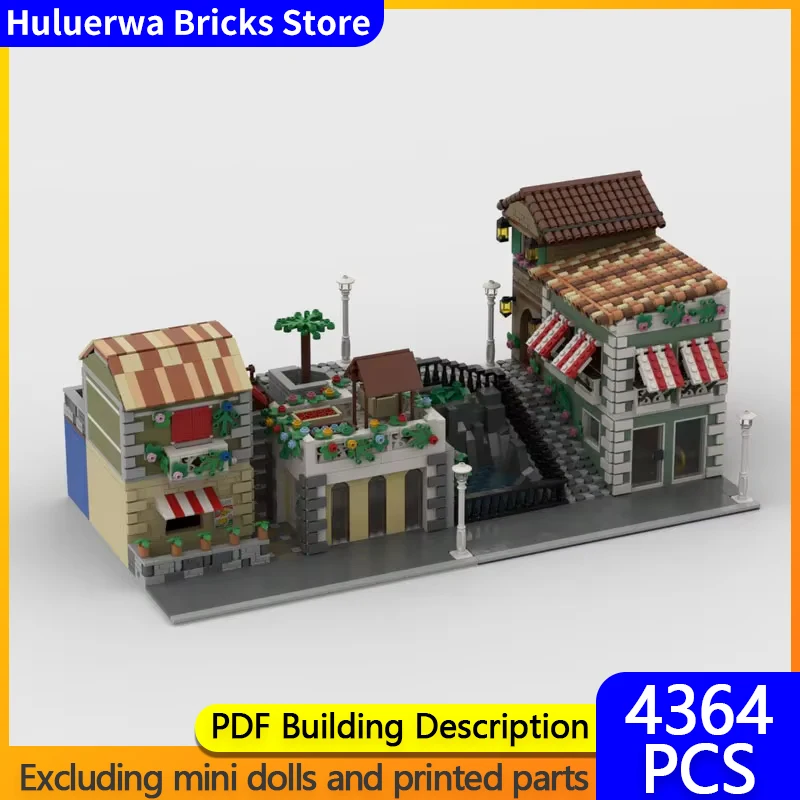 Popular City Street View MOC Building Bricks Bicycle Supermarket Modular Technology Gifts Holiday Assemble Children Toys Suit