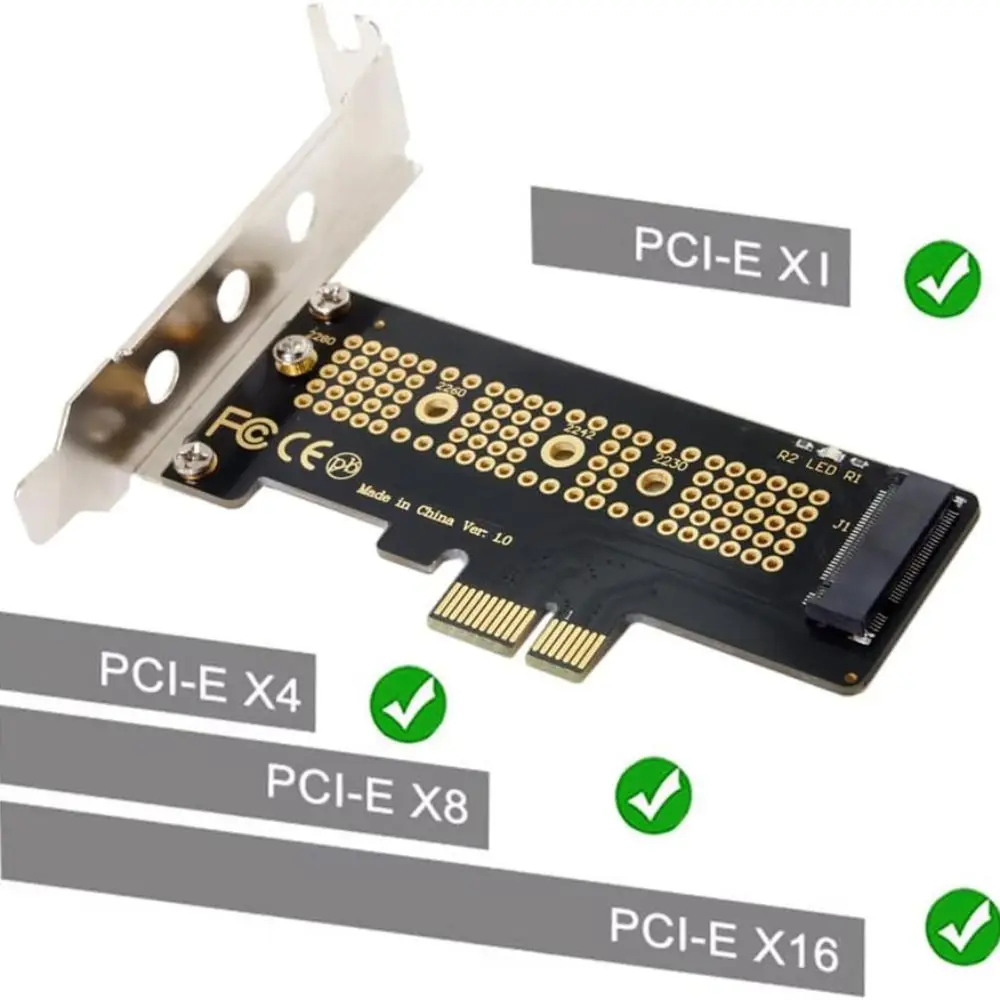 PCI-E 4X 8X 16X NVME to PCIe Bracket Included 2230 2242 2260 2280 M.2 NGFF Adapter High Speed PCIe Adapter Card Desktop PC