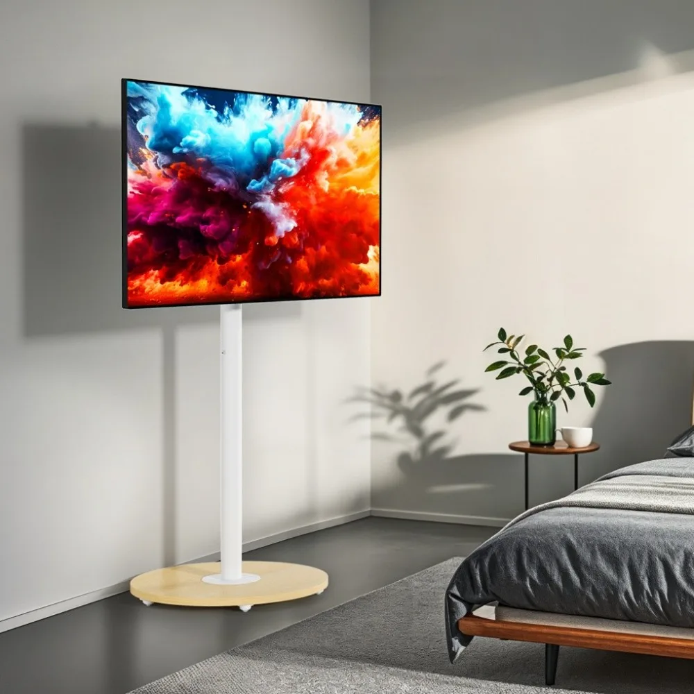 Mobile TV Stand Mount Universal Flat Screen Rolling TV Cart Height Adjustable