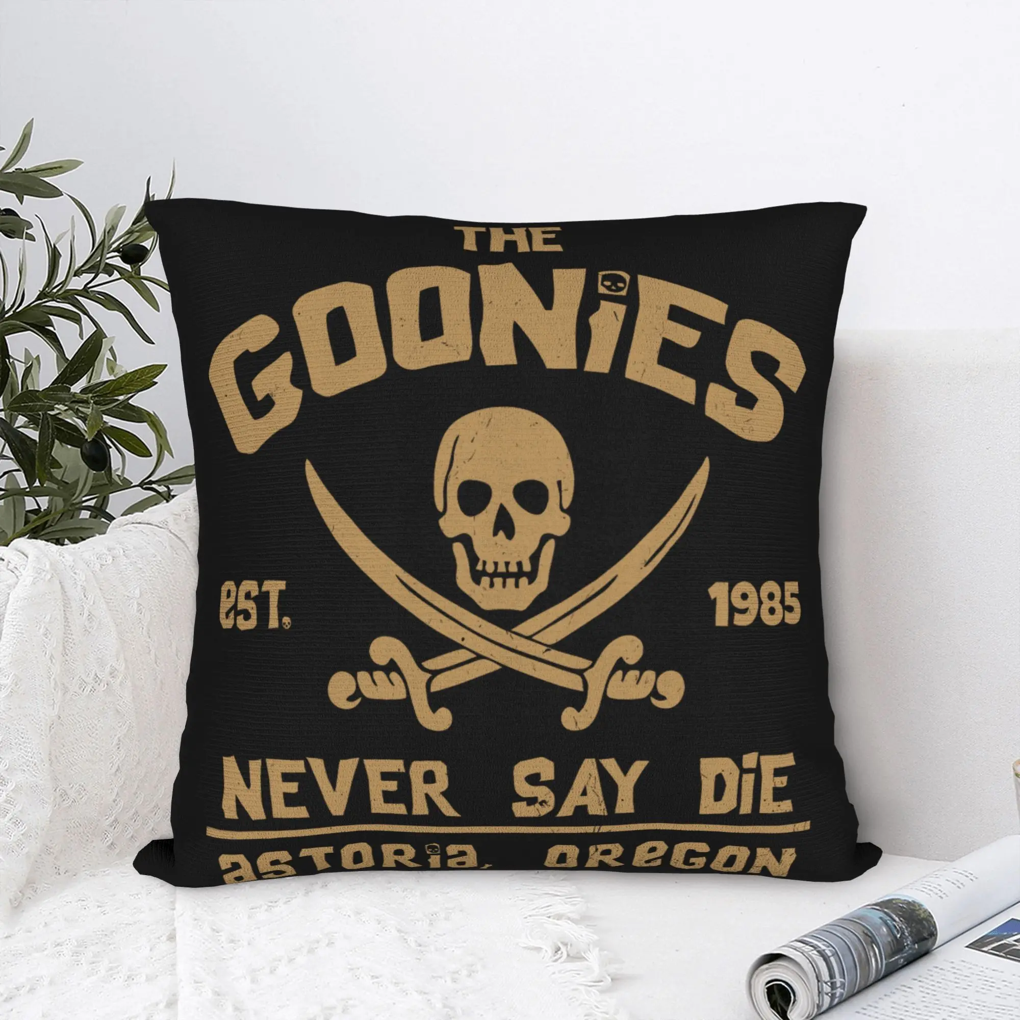 Retro Pirate Skull Pillow Cover Adventure Movie Style Decorative Cushion Case , Zippered Machine Washable for Living Room