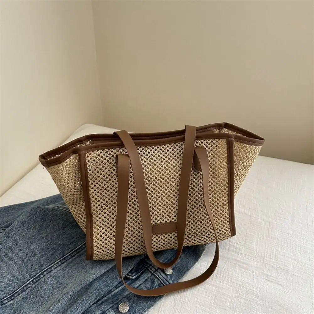 

Trendy Summer Weave Straw Bag Boho Casual Straw Shoulder Bag Beach Leisure Tote Bag for Women