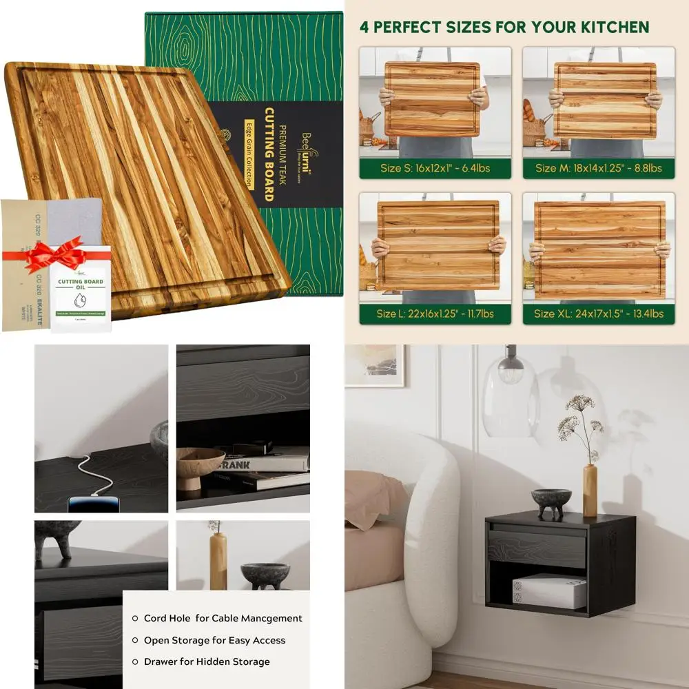 

Large Teak Wood Cutting Board with Juice Groove and Hand Grip, 22x16x1.25 Inches, Ideal for Kitchen and Butcher Blocks