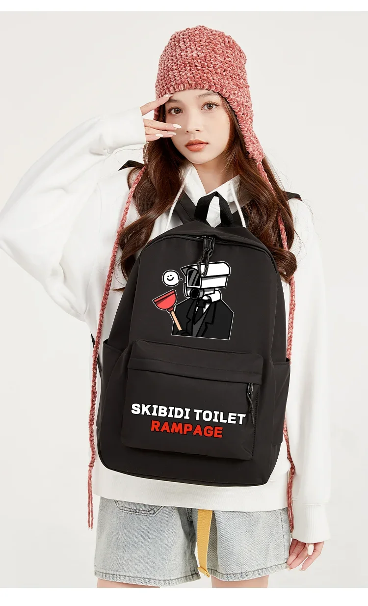 Black White, Skibidi Toilet, Student Kids Teens School Bags, Large Capacity Mochilas Anime Backpacks for Girls Boys Gift