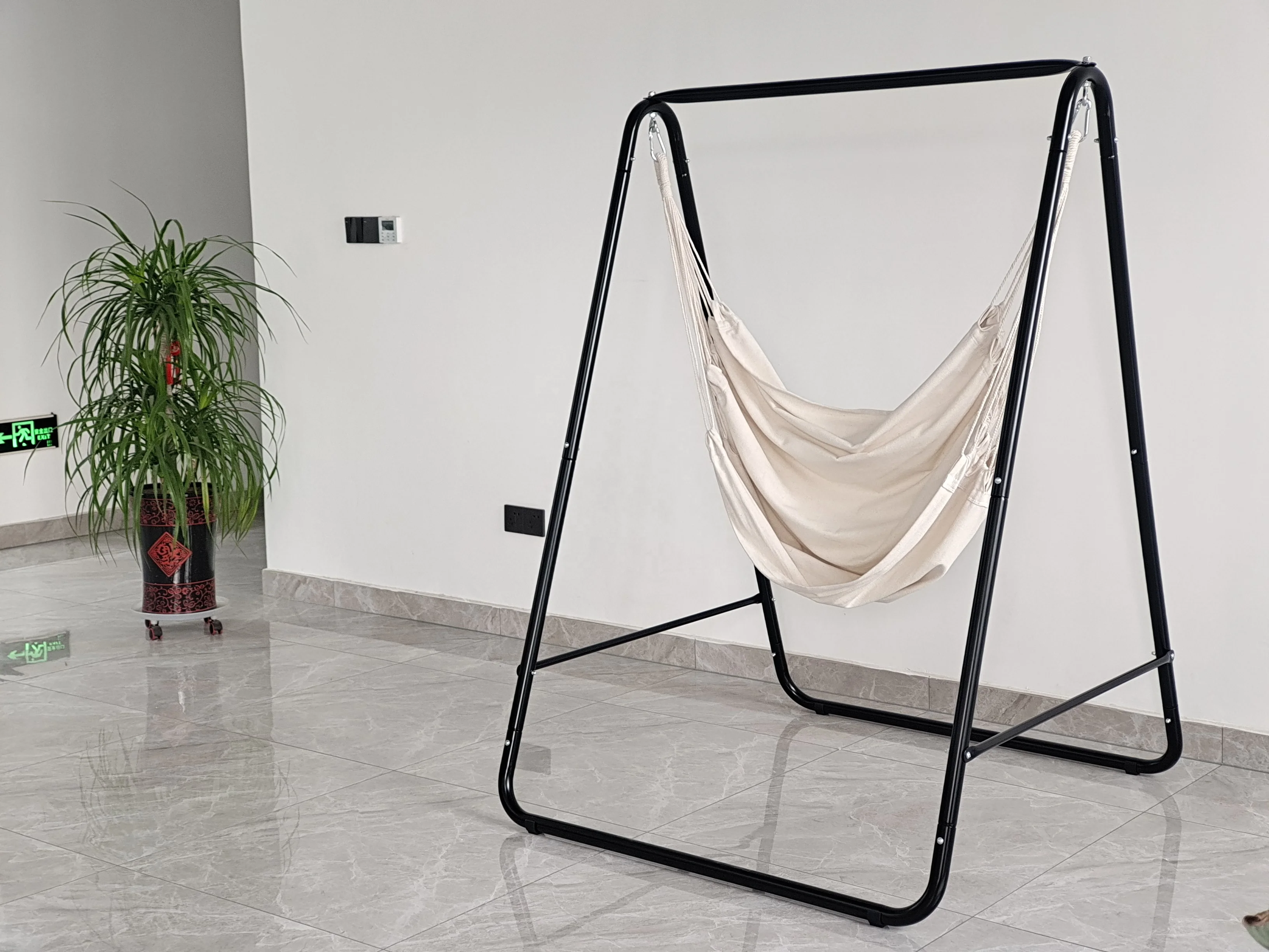 Hammock Chair Suspended Upholstered Indoor Swing with Stand