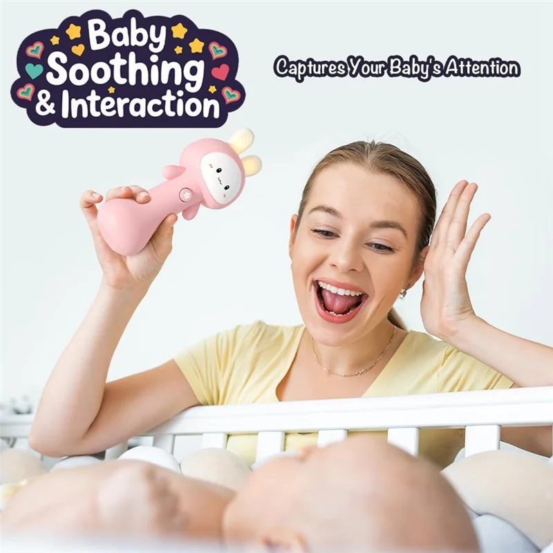 لعبة خشخيشة أرنب للأطفال مع صوت خفيف، لعبة تفاعلية للتسنين والحسية، سلة عيد الفصح المثالية للطفل