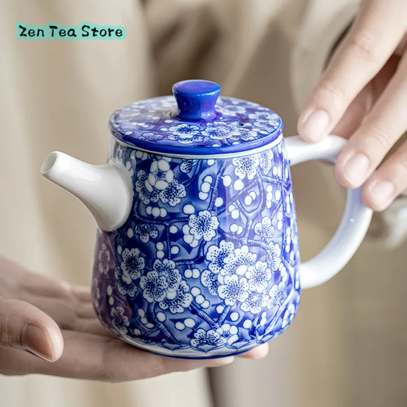 Jingde Impression Plum Blossom Tea Pot Single Pot Ceramic Home Retro Chinese Filter Tea Separator Blue And White Kung Fu Tea Set