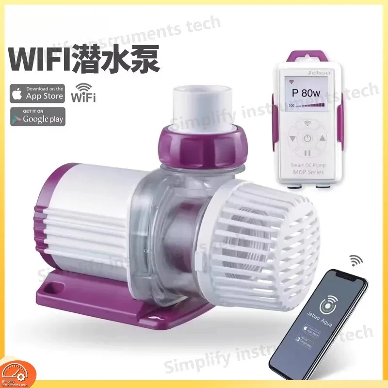 Silent DC Aquarium Submersible Water Pump WiFi LCD Control Fish Tank Circulation Pump for Hydroponics Pond Fountain Eco