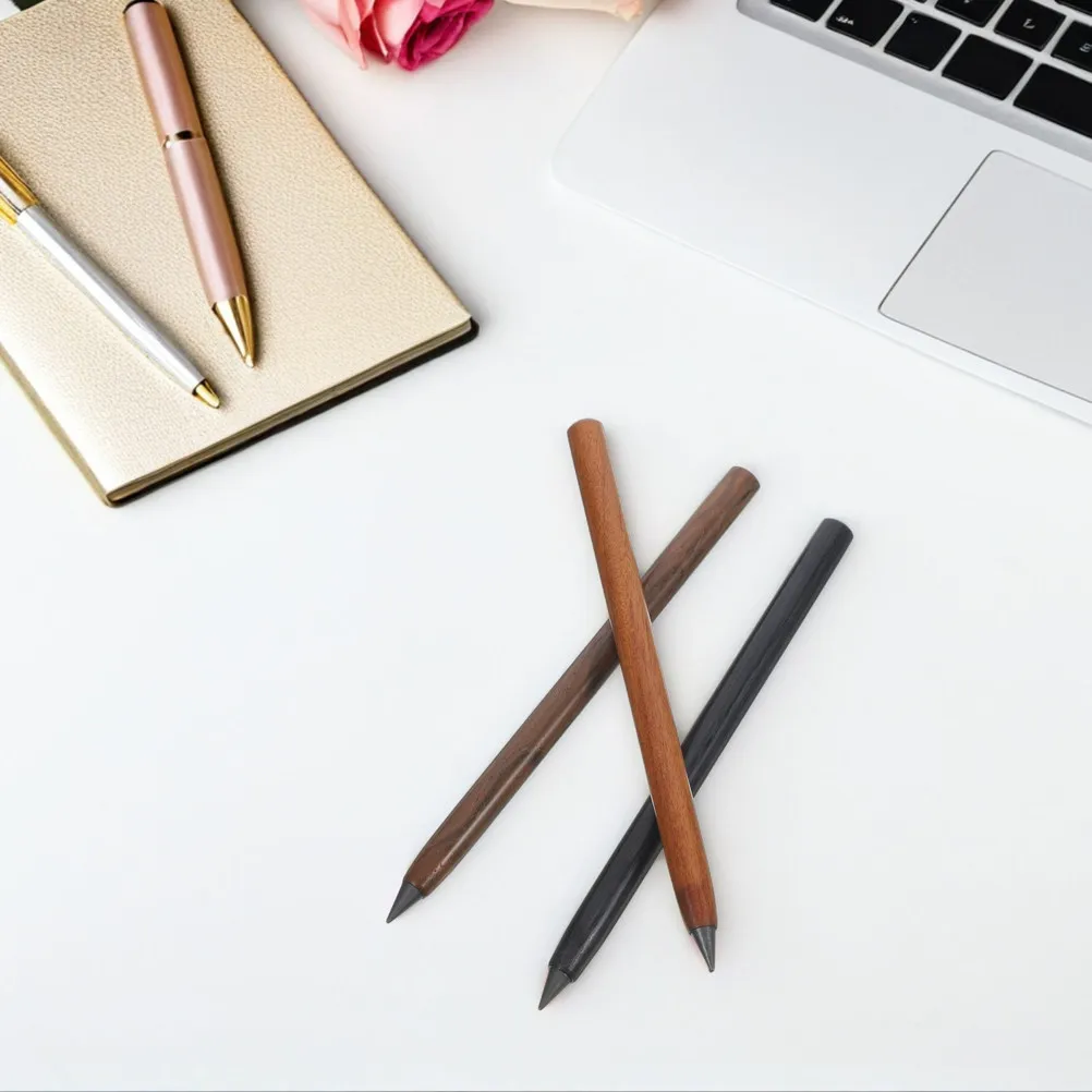 6Pcs Natural Grain Solid Wood Pencils Indestructible Tip Endless Use Teacher Student Artist Pencil Office Home School Supplies