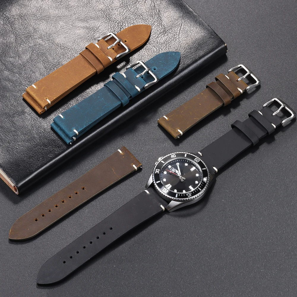 Calfskin Genuine Leather Watchbands Quick Release Watch Band 18mm 20mm 21mm 22mm 24mm Smartwatch Strap Brown Watches Accessories