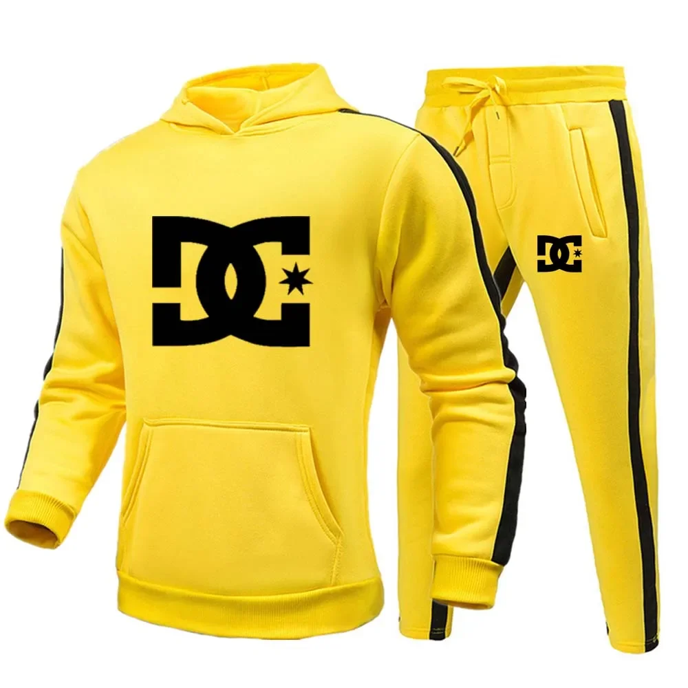

2025 New autumn and winter Men's casual hooded sweatshirt + pants 2-piece set, outdoor fashionable and casual men's jogging set
