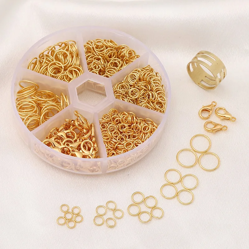 

1 Boxed Iron Single Lap Open Jump Ring Connector Lobster Clasp and Ring Circle DIY Bracelet Necklace Keychain Materials