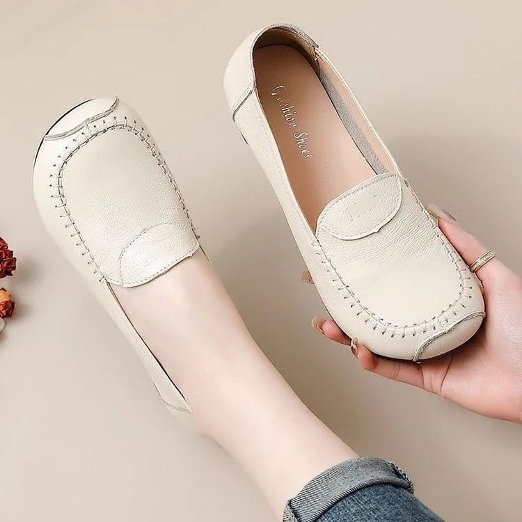

2025 Spring and Autumn Single Shoes Ladies Office Shoes Work Flats Cozy Vintage Loafers Plain Moccasins Woman Shoes