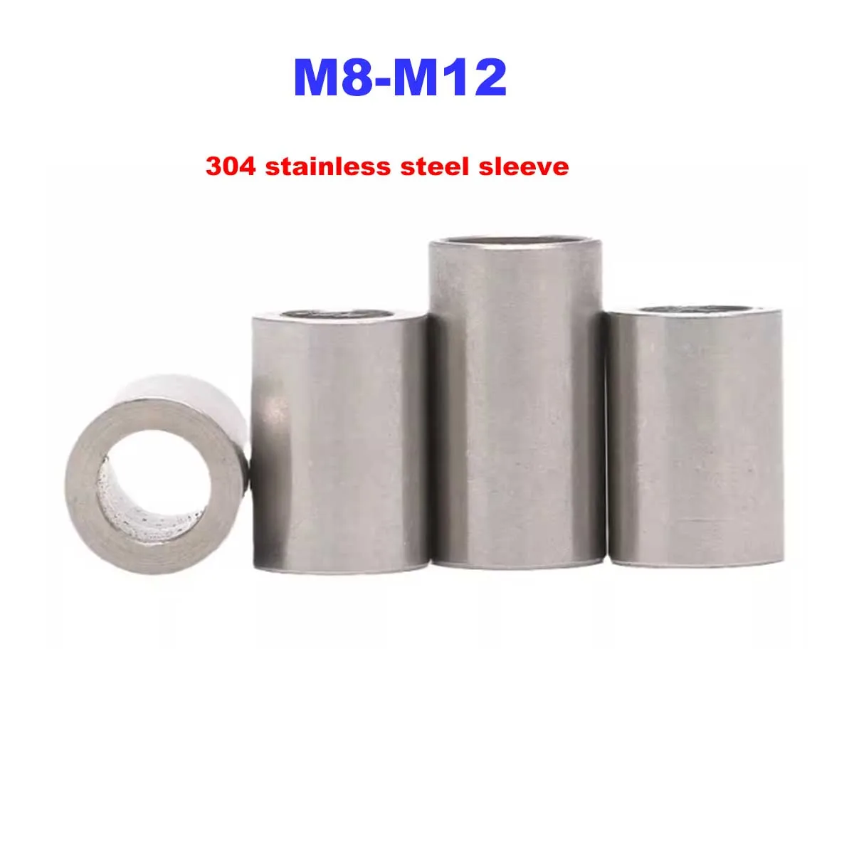 

304 Stainless Steel Toothless Hollow Threaded Sleeve/Extended Cylindrical Steel Shaft Sleeve M8M9M10M12